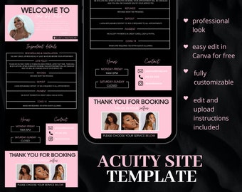 Acuity Scheduling Template, Acuity Booking Website, DIY Booking Site Template, Lash Tech, Hair Stylist, Makeup, Squarespace Scheduling