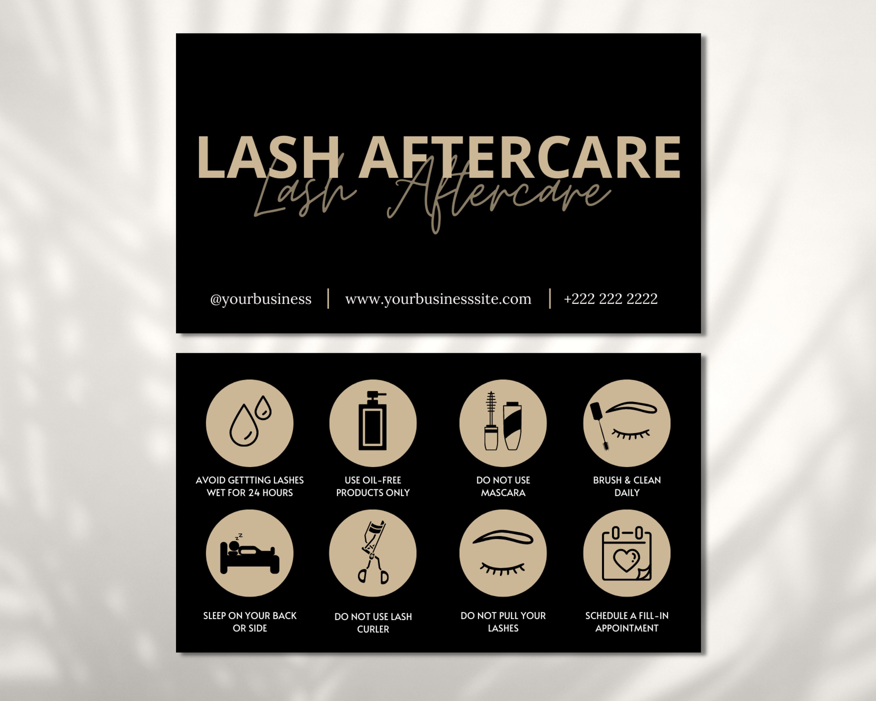 Lash Aftercare Card Template Printable Eyelash Care Cards - Etsy Australia