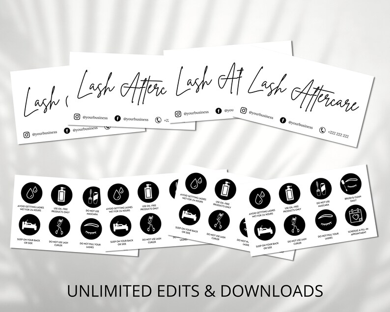 Lash Aftercare Card Template Printable Eyelash Care Card - Etsy