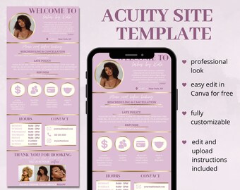Acuity Scheduling Template, Acuity Booking Site, DIY Acuity Design, Lash Tech, Hair Stylist, Nail Tech, Wax, Body Sculpting, Makeup Artist