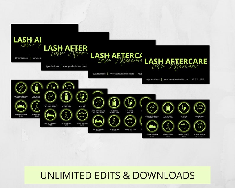 Lash Aftercare Card Template Printable Eyelash Care Cards - Etsy