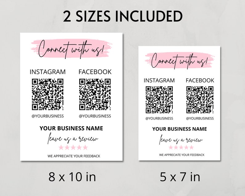 Editable Connect With Us Template Social Media QR Code Sign - Etsy