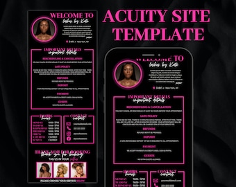 Neon Pink Acuity Scheduling Template, DIY Booking Site Template, Acuity Site, Acuity Design, Lash Tech, Hair Stylist, Wax, Makeup Artist