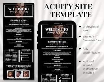Acuity Scheduling Template, Acuity Booking Site, DIY Acuity Design, Lash Tech, Hair Stylist, Nail Tech, Wax, Body Sculpting, Makeup Artist