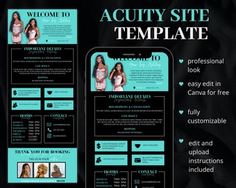 Acuity Scheduling Template, Acuity Booking Site, DIY Acuity Design, Lash Tech, Hair Stylist, Makeup, Squarespace Scheduling