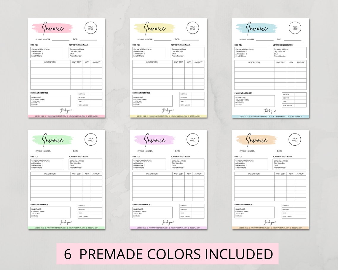 Editable Invoice Template, Printable Invoice Form, Small Business ...