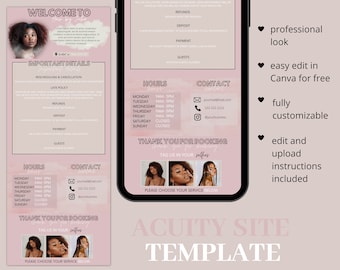 Acuity Scheduling Template Design, Acuity Booking Website, DIY Site Template,  Lash Tech, Hair Stylist, Makeup, Squarespace Scheduling