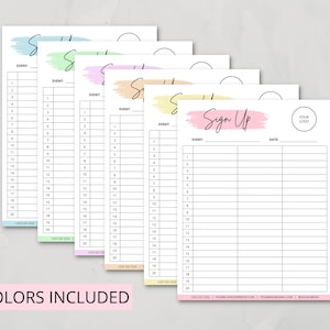 Bewerkbare aanmeldingsbladsjabloon, afdrukbare aanmeldingssjabloon, aanmeldingsformulier, aanmeldingsblad voor evenementen, aanmeldingslijst, feestaanmelding, Canva-sjabloon