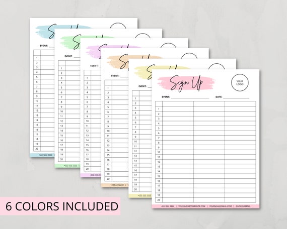 Editable Sign Up Sheet Template, Printable Sign Up Template, Sign Up Form, Event Sign Up Sheet, Sign Up List, Party Sign Up, Canva Template