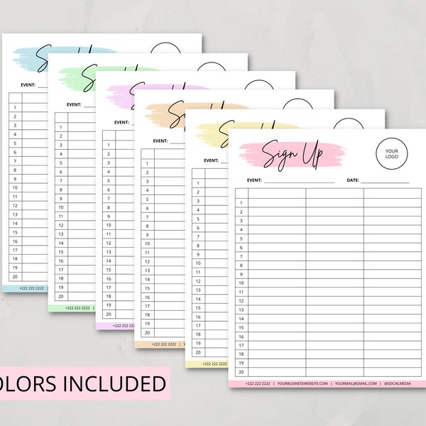 Editable Sign Up Sheet Template, Printable Sign Up Template, Sign Up Form, Event Sign Up Sheet, Sign Up List, Party Sign Up, Canva Template