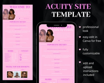 Acuity Scheduling Template, Acuity Booking Site, DIY Acuity Design, Nail Lash Tech, Hair Stylist, Makeup, Squarespace Scheduling