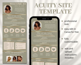 Acuity Scheduling Template, Acuity Booking Site, DIY Acuity Design, Lash Tech, Hair Stylist, Wax, Makeup Artist, Squarespace Scheduling