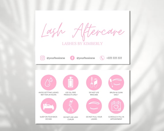 Lash Aftercare Card Template Printable Eyelash Care Card - Etsy