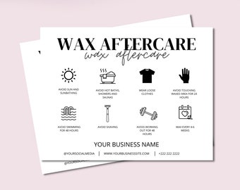 Waxing Aftercare Card Template, Printable Hair Removal Care Cards, Editable Waxing Care Instructions, Hair Wax Care Card, Waxing Salon Guide