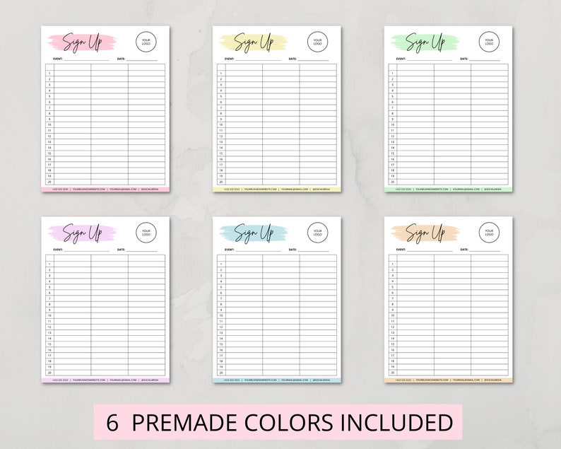 Editable Sign up Sheet Template, Printable Sign up Template, Sign up ...