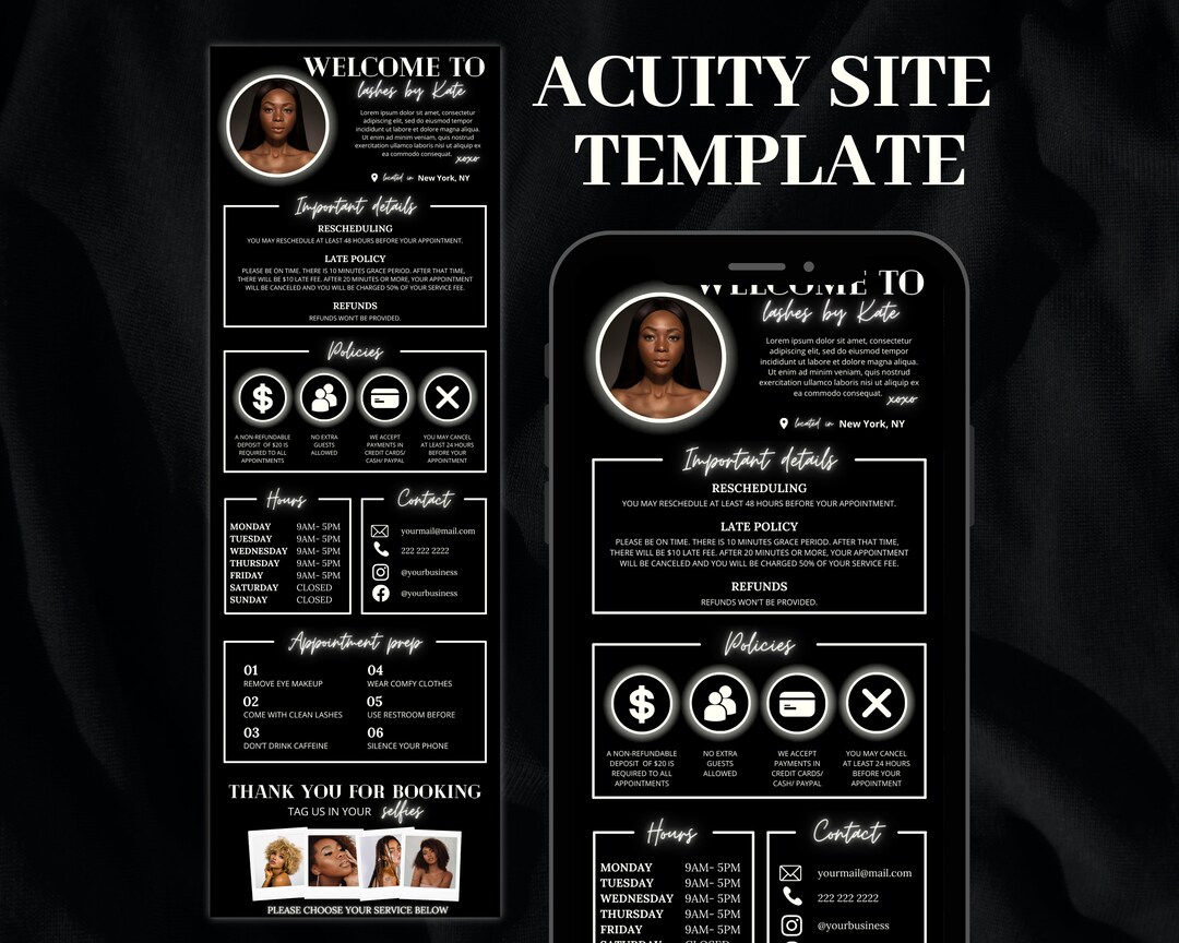 Neon Acuity Scheduling Template, DIY Booking Site Template, Acuity Site ...