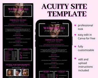 Acuity Scheduling Template, Acuity Booking Site, DIY Acuity Design, Lash Tech, Hair Stylist, Nail Tech, Makeup, Squarespace Scheduling
