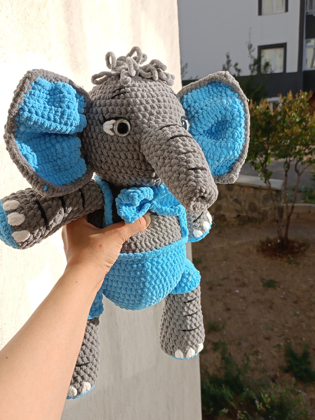Velvet Amigurumi Elephant Handmade Stuffed Animal Toy, 50cm Etsy
