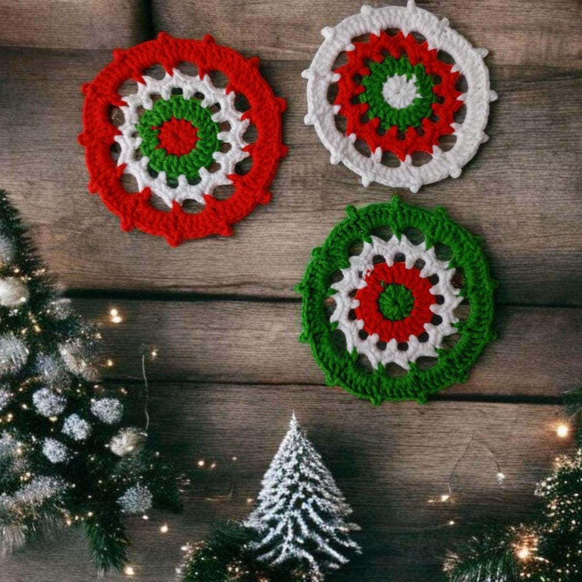 40 Festive Christmas Kitchen Decor Ideas to Spice Up Your Home: Jolly Touches for a Merry Cooking Space 29 Handmade Cotton Christmas Coaster: Festive Crochet Mug Coasters