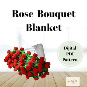 Patrón de manta de ramo de rosas a crochet: Manta floral fácil (patrón PDF)