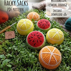 Hacky Sack Crochet Pattern - 3 in 1 Amigurumi Footbag Bundle - Viral Hacky Sack -PDF Download