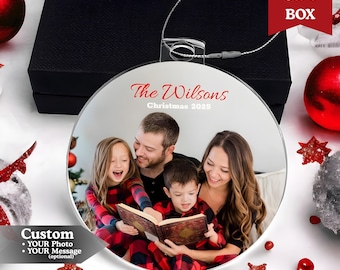 Benutzerdefinierte Acryl Foto Ornament, personalisierte Weihnachtsandenken, Weihnachtsfotogeschenk, kundenspezifische Feiertagsdekoration