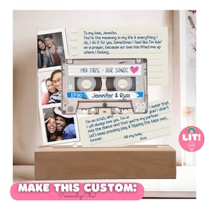 Voor haar/hem/hen gepersonaliseerde mixtape for your Love. Our Songs-plaquette van acryl.