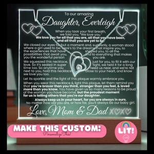 Personalized Daughter Inspiring Message Keepsake & Necklace Bundle - White Hearts