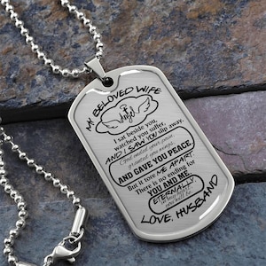 Wife Memorial Dog Tag Necklace: Husband Sympathy Gift, Personalized Keepsake