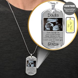 Message à papa futur d'un bébé à naître | Photo d'échographie personnalisée pour échographie|Option de gravure personnalisée pour plaque de chien| Fête des pères, papa