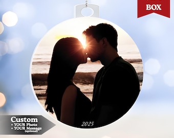 Kundenspezifische Acrylfoto-Verzierung, personalisierte Weihnachtsandenken, Paar-Foto-Geschenk, kundenspezifische Feiertagsdekoration, Weihnachtsverzierung