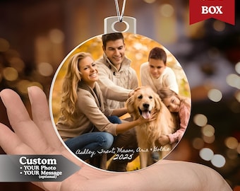 Benutzerdefinierte Acryl Foto Ornament, personalisierte Weihnachtsandenken, Familienfoto Geschenk, kundenspezifische Feiertagsdekoration, Weihnachtsverzierung