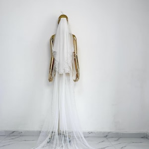 White Bridal Veil,Pearl Bridal Veil,Blusher Wedding Veil,Blusher Cathedral Veil,Veil With Comb,Luxurious Handmade Veil,Beaded Wedding Veil,
