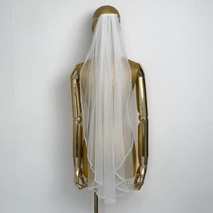 Pearl Beaded Bridal Veil,Classic Wedding Veil,Handmade Veil,Crystal Bridal Veil,Cathedral Veil,One Tier Veil,Short Veil,Veil With Sequins,
