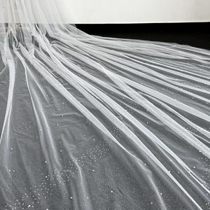 Glitter Bridal Veil,Pearl Veil,Rhinestones Wedding Veil,Cathedral Veil,Veil With Comb,One Tier Veil,Modern Wedding Veil,Shimmery Veil,
