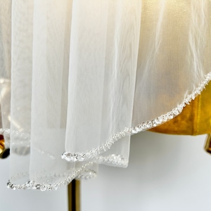Beaded wedding veil,Bridal Veil,Cathedral Veil,Beaded edge veil, Veil with sequins,Single tier veil,Elegant beaded veil,Fingertip veil