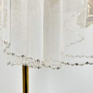 Beaded Bridal Veil,Elbow Length Veil,Wedding Cathedral Veil,Ivory Veil,Veil with Comb Fingertip Veil,Elegant beaded veil,Veil with sequins