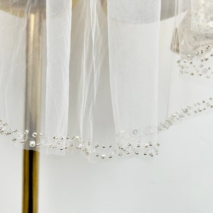 Pearl bridal veil,Wedding Beaded veil,Crystal Beaded Veil,Vintage Veil,Single tier Sequins veil,Accessories