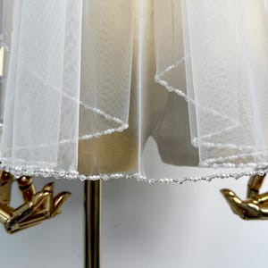 Ivory Beaded Veil,Tulle Bridal Veil,Cathedral Veil,Beaded Wedding Veil,Veil With Comb,Delicate Edge Veil,Embellished Veil,Handmade Veil,