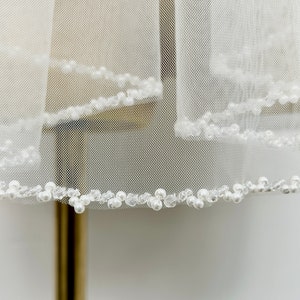 Beaded bridal veil,Pearl Wedding veil,Ivory Cathedral Veil,Sparkling veil,Crystal edge veil,Elbow Veil