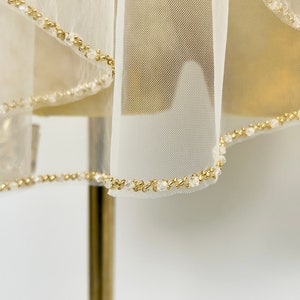 Bridal Gold Beaded Veil,Weddin rhinestone veil,Single tier Fingertip veil,Veil,Cathedral veil,Delicate Edge Veil