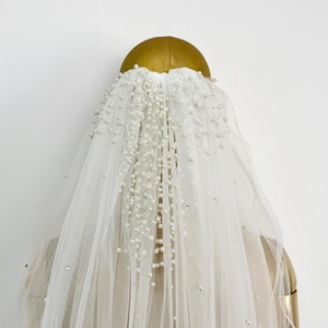 Soft Wedding Veil,Pearl Wedding Veil,Ivory Bridal Veil,Blusher Veil,Glam Wedding Veil,Custom Veil,Tulle Bridal Veil,Veil With Glitter,