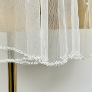 Beaded Bridal Veil,Wedding Veil,blush veil, Crystal Veil,elegant veil,Unique wedding veil,bohemian veil,Cascade Wedding Veil