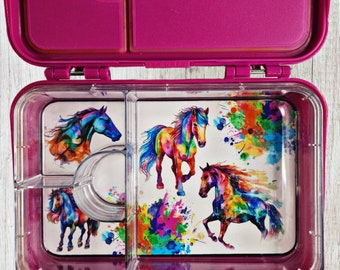 Paarden, paard, kleurrijk, gepersonaliseerd, lunchbox-inzetstuk, lunchbox, lunchbox