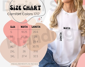1717 Size Chart, c1717 Size Chart, Comfort Colors Size Chart, Sizing Chart Tshirt, Comfort Colors Mockup 1717