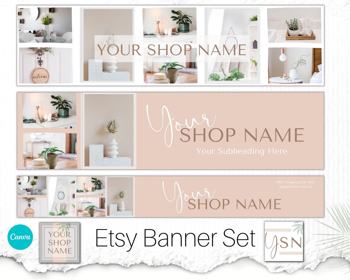 Clean Modern Etsy Banner Etsy Banner Set Etsy Banners and Etsy
