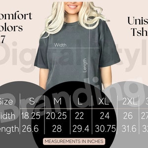 1717 Size Chart, c1717 Size Chart, Comfort Colors Size Chart, Sizing Chart Tshirt, Comfort Colors Mockup 1717