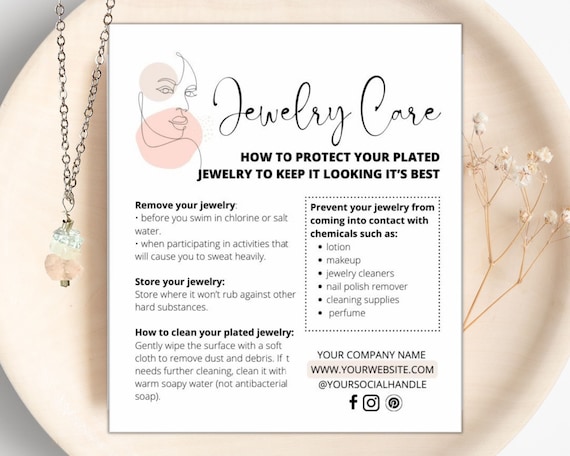 Jewelry Care Card Template, Printable Jewelry Instructions, Editable Care  Card Inserts, Custom Earring Care Cards, Selling on  