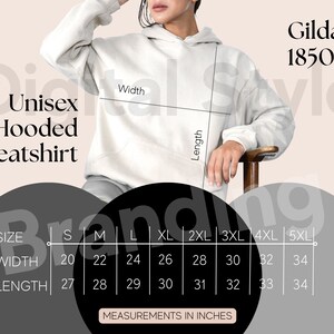 18500 Chart, 18500 Size, Gildan 18500 Size Chart, Gildan 18500 Sizes, Gildan 18500 Mock Up,  Gildan Hoodie Size Guide, Size Chart 18500