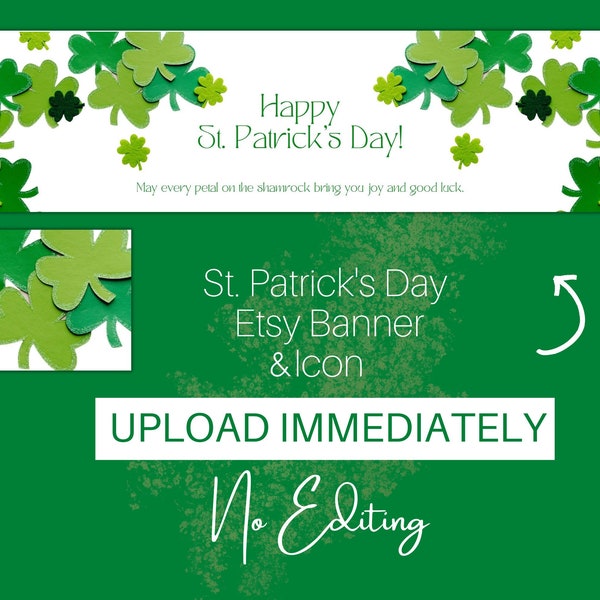 St. Patrick's Day Etsy Banner, Etsy Shop Banner, Selling on Etsy, Etsy Banner and Icon, St. Patricks Day Shop Cover